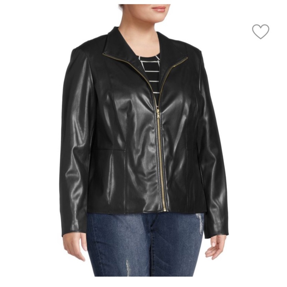 New Cole Haan Signature Faux Leather Jacket in Black 1X